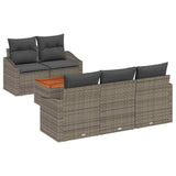 Garden Sofa Set with Cushion 6 pcs Grey Poly Rattan