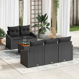 Garden Sofa Set with Cushion 6 pcs Black Poly Rattan