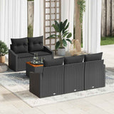 Garden Sofa Set with Cushion 6 pcs Black Poly rattan