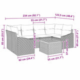 Garden Sofa Set with Cushion 7 pcs Black Poly Rattan