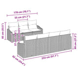 Garden Sofa Set with Cushion 8 pcs Grey Poly rattan - Rear View