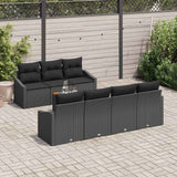 Garden Sofa Set with Cushion 8 pcs Black Poly rattan - Side View