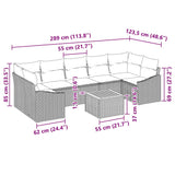 Garden Sofa Set with Cushion 8 pcs Grey Poly rattan - Close-Up Angle