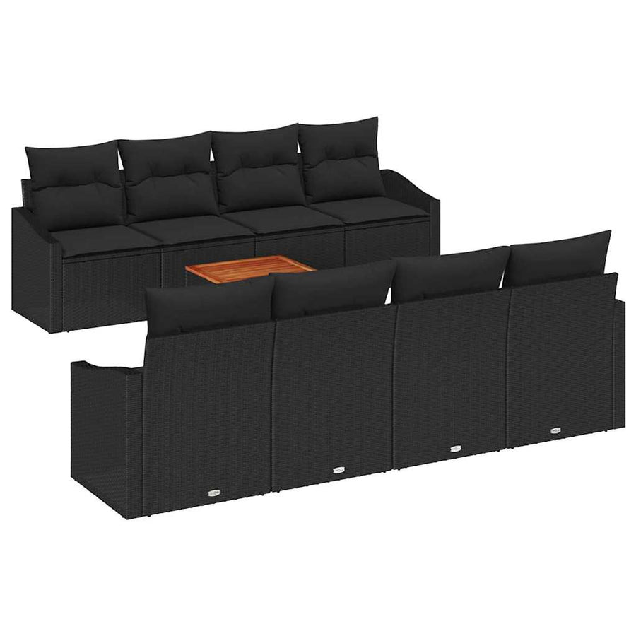 Garden Sofa Set 9 pcs Black Poly Rattan