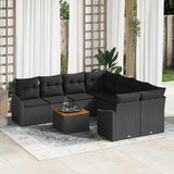 Garden Sofa Set with Cushion 9 pcs Black Poly Rattan