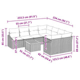 Garden Sofa Set with Cushion 9 pcs Black Poly Rattan