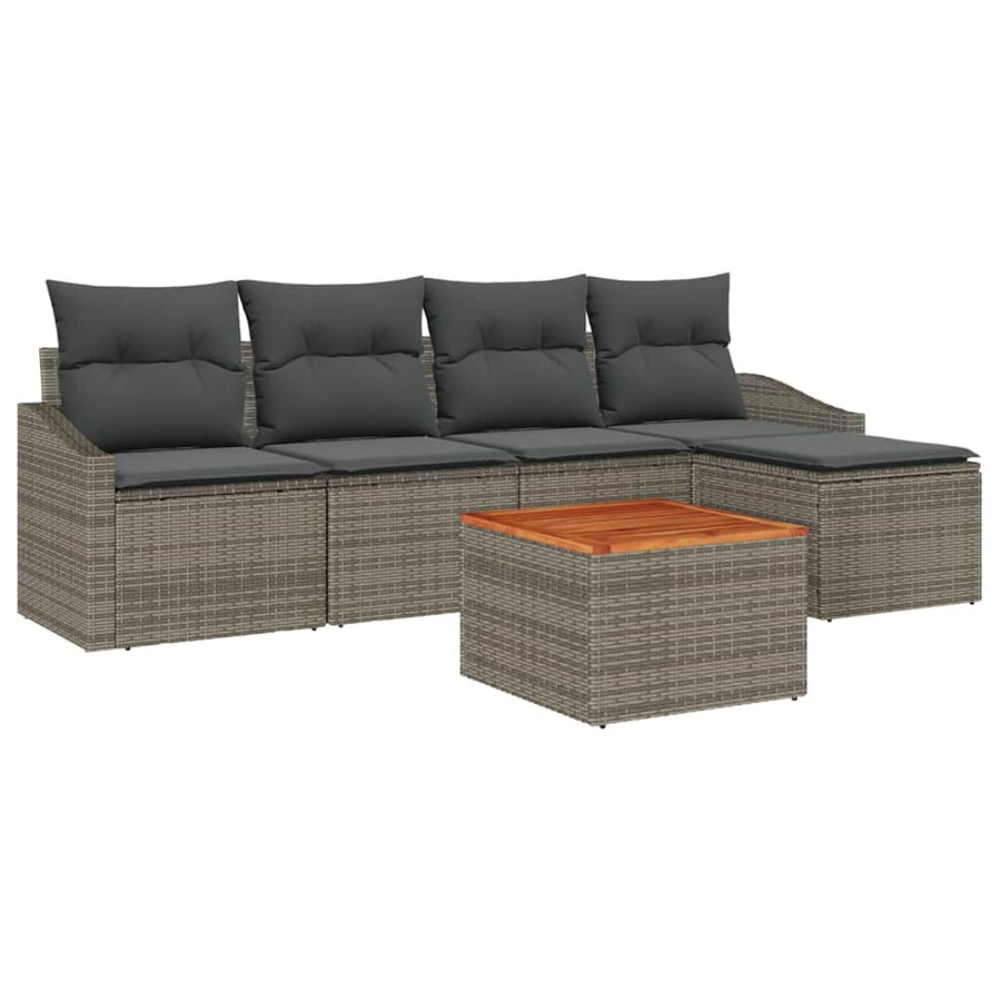 Garden Sofa Set 6 pcs Grey Poly Rattan