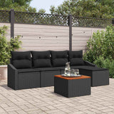 Garden Sofa Set with Cushion 6 pcs Black Poly Rattan