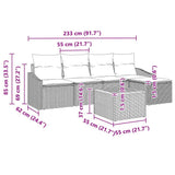 Garden Sofa Set with Cushion 6 pcs Black Poly Rattan