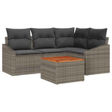 Garden Sofa Set with Cushion 5 pcs Grey Poly rattan - Front View
