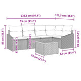 Garden Sofa Set with Cushion 6 pcs Grey Poly Rattan