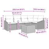 Garden Sofa Set with Cushion 6 pcs Grey Poly rattan - Extra Image