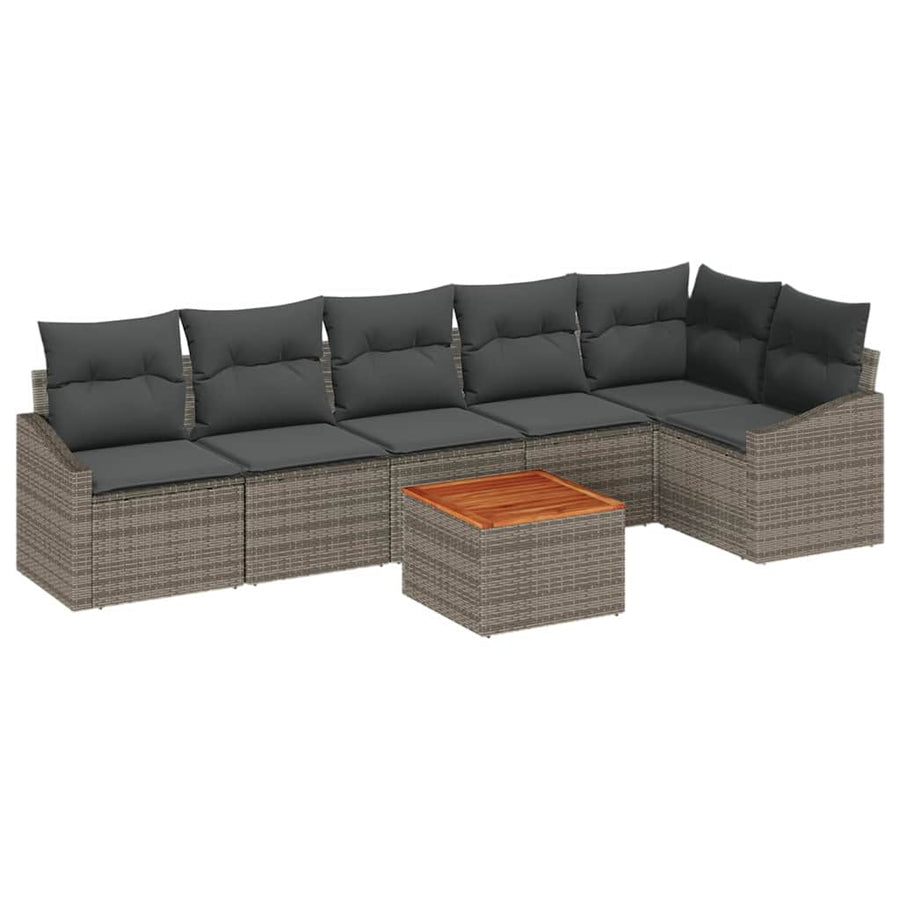 Garden Sofa Set 7 pcs Grey Poly Rattan
