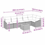 Garden Sofa Set with Cushion 7 pcs Grey Poly Rattan