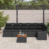 Garden Sofa Set with Cushion 7 pcs Black Poly Rattan