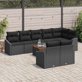 Garden Sofa Set with Cushion 9 pcs Black Poly rattan - Side View