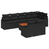 Garden Sofa Set with Cushion 9 pcs Black Poly rattan - Front View