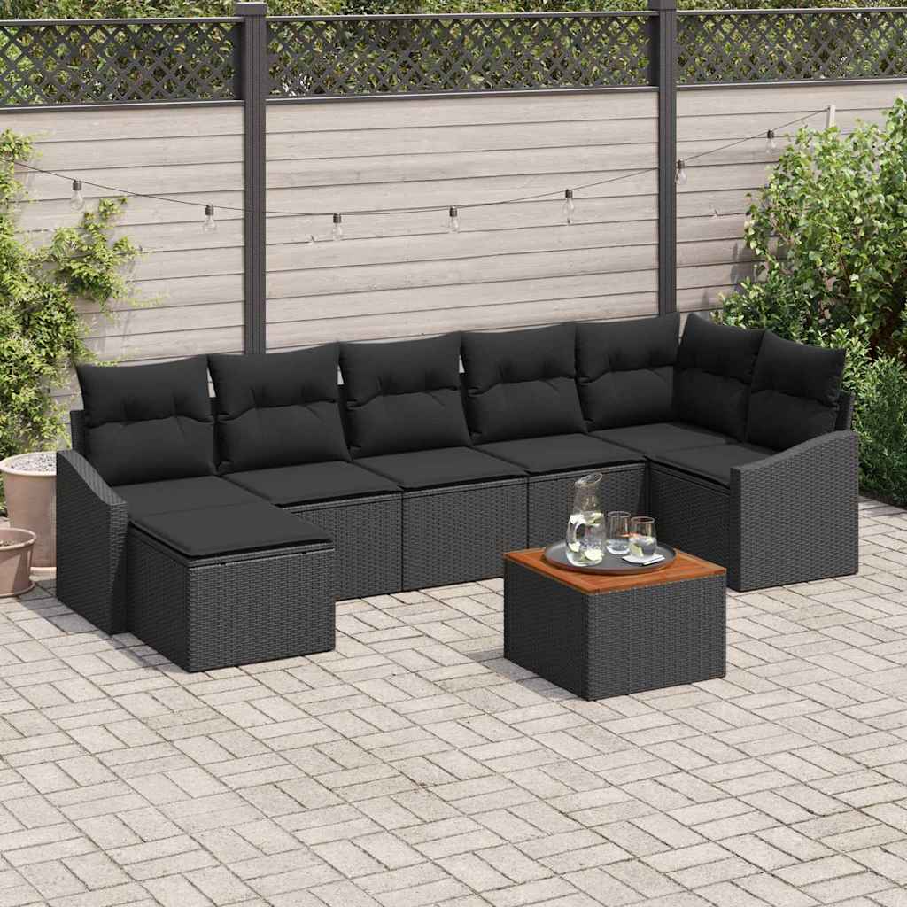 Garden Sofa Set 8 pcs Black Poly Rattan