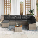 Garden Sofa Set with Cushion 9 pcs Grey Poly rattan - Side View
