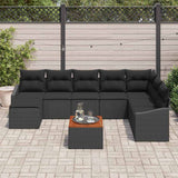 Garden Sofa Set with Cushion 9 pcs Black Poly Rattan