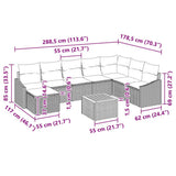 Garden Sofa Set with Cushion 9 pcs Black Poly Rattan