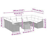 Garden Sofa Set with Cushion 10 pcs Grey Poly Rattan