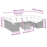 Garden Sofa Set with Cushion 10 pcs Grey Poly rattan - Extra Image