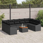 Garden Sofa Set 10 pcs Black Poly Rattan