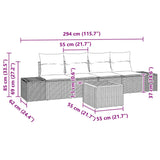 Garden Sofa Set with Cushion 5 pcs Black Poly rattan - Low Angle