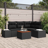 Garden Sofa Set with Cushion 5 pcs Black Poly rattan