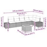 Garden Sofa Set with Cushion 7 pcs Black Poly Rattan
