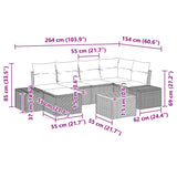 Garden Sofa Set with Cushion 7 pcs Black Poly rattan - Extra Image