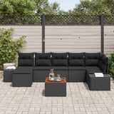 Garden Sofa Set with Cushion 8 pcs Black Poly rattan - Side View