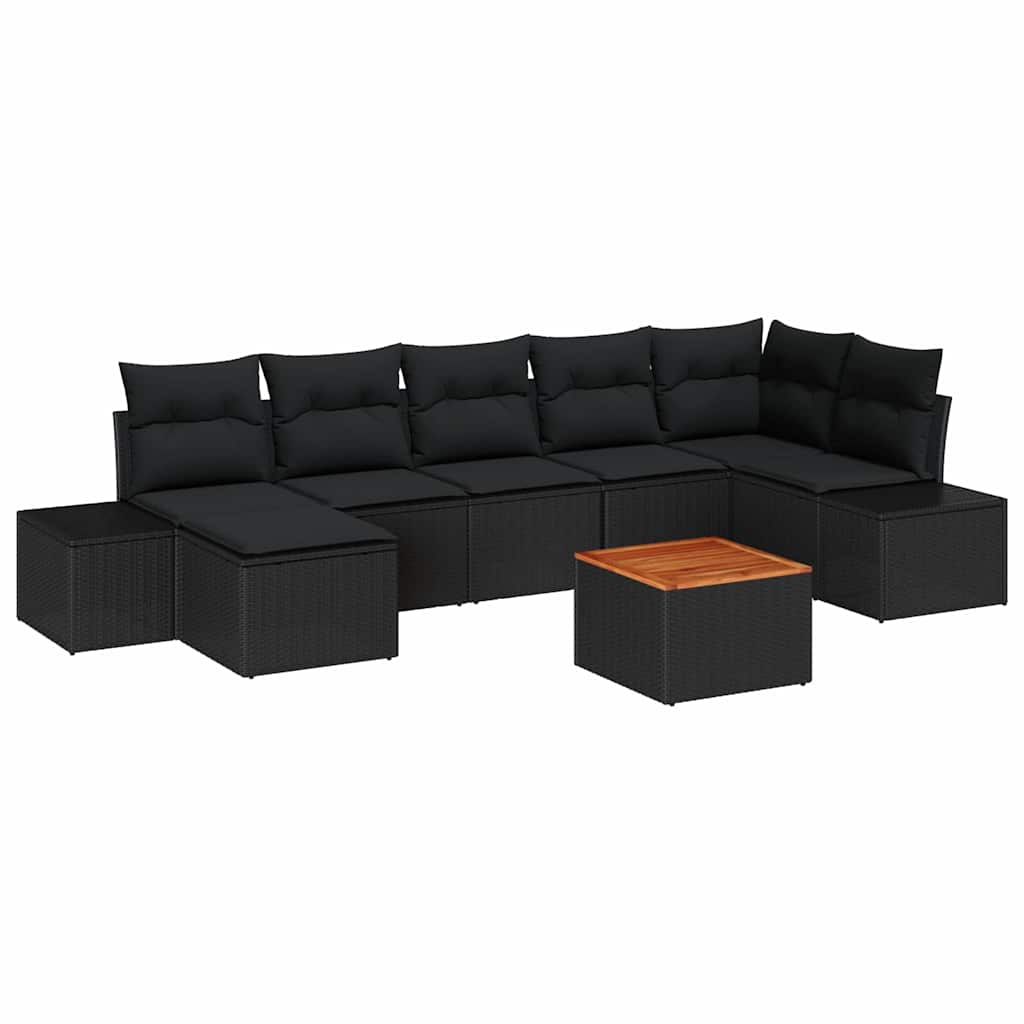 Garden Sofa Set 8 pcs Black Poly Rattan