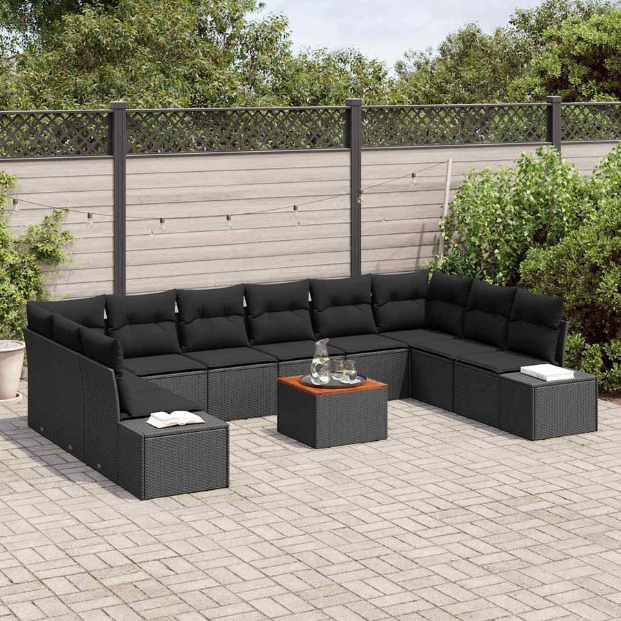 Garden Sofa Set 11 pcs Black Poly Rattan