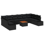 Garden Sofa Set 11 pcs Black Poly Rattan
