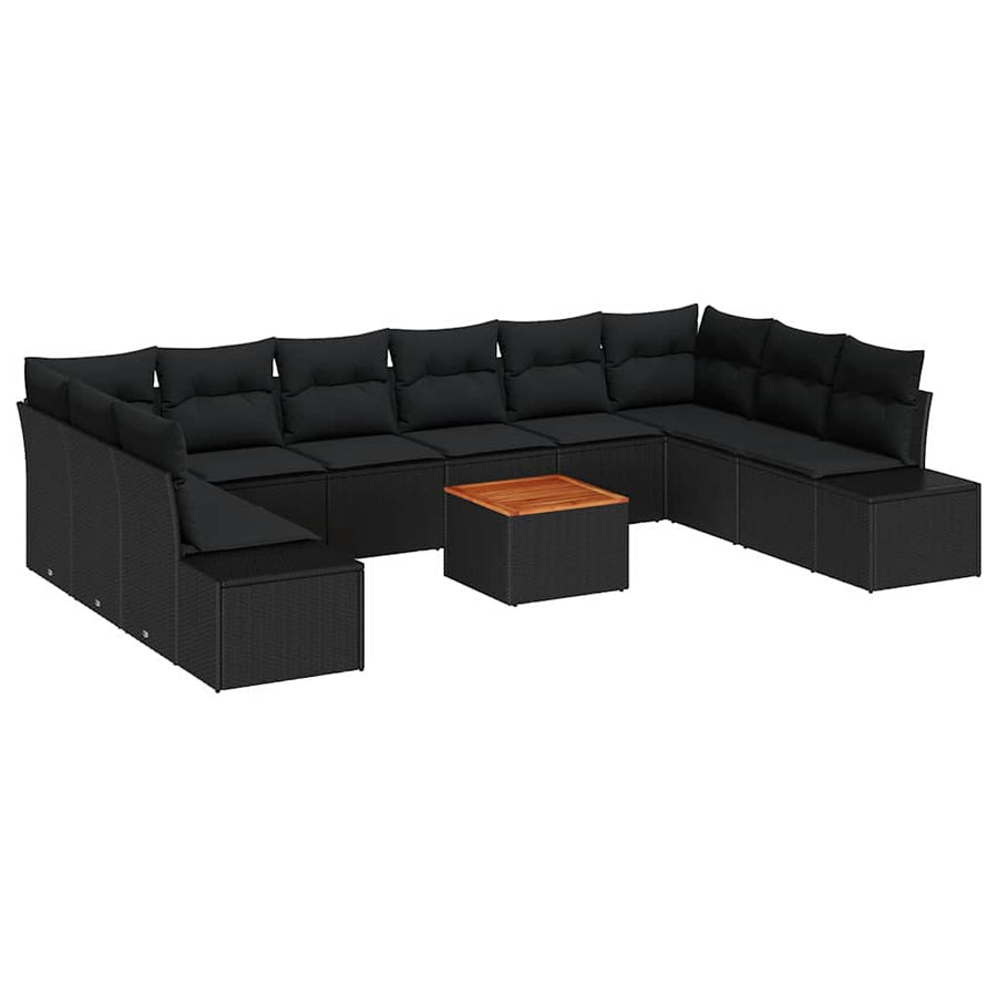 Garden Sofa Set 11 pcs Black Poly Rattan
