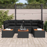 Garden Sofa Set with Cushion 7 pcs Black Poly rattan - Side View