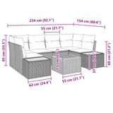 Garden Sofa Set with Cushion 7 pcs Black Poly rattan - Extra Image
