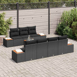 Garden Sofa Set with Cushion 8 pcs Black Poly rattan - Side View