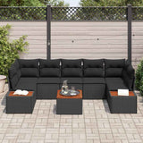 Garden Sofa Set with Cushion 8 pcs Black Poly rattan - Side View