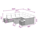 Garden Sofa Set with Cushion 9 pcs Black Poly rattan - Extra Image