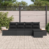 Garden Sofa Set with Cushion 5 pcs Black Poly Rattan - Side View
