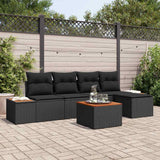 Garden Sofa Set with Cushion 6 pcs Black Poly Rattan
