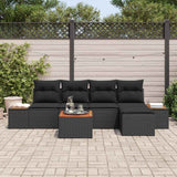Garden Sofa Set with Cushion 6 pcs Black Poly Rattan - Side View