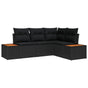 Garden Sofa Set 5 pcs Black Poly rattan