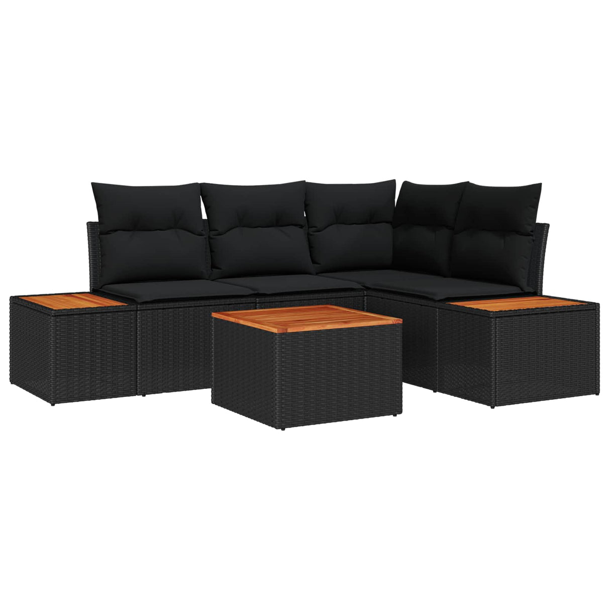 Garden Sofa Set with Cushion 5 pcs Black Poly rattan