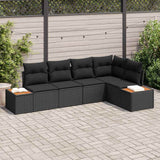 Garden Sofa Set with Cushion 5 pcs Black Poly Rattan