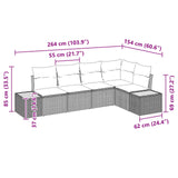 Garden Sofa Set with Cushion 5 pcs Black Poly Rattan - Low Angle
