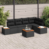 Garden Sofa Set with Cushion 6 pcs Black Poly Rattan